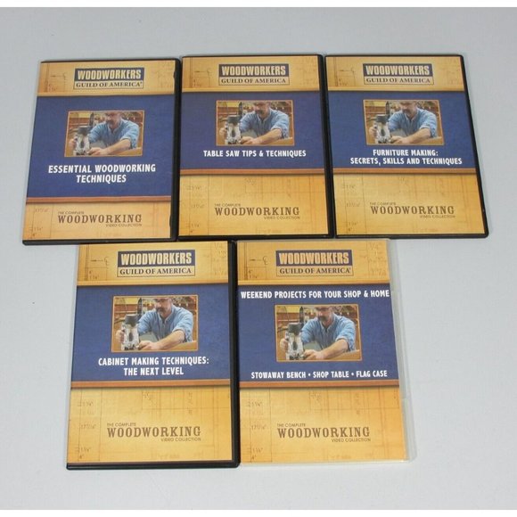 5 Woodworkers Guild of America Video Collection DVDs Techniques Cabinet Table - Picture 1 of 6